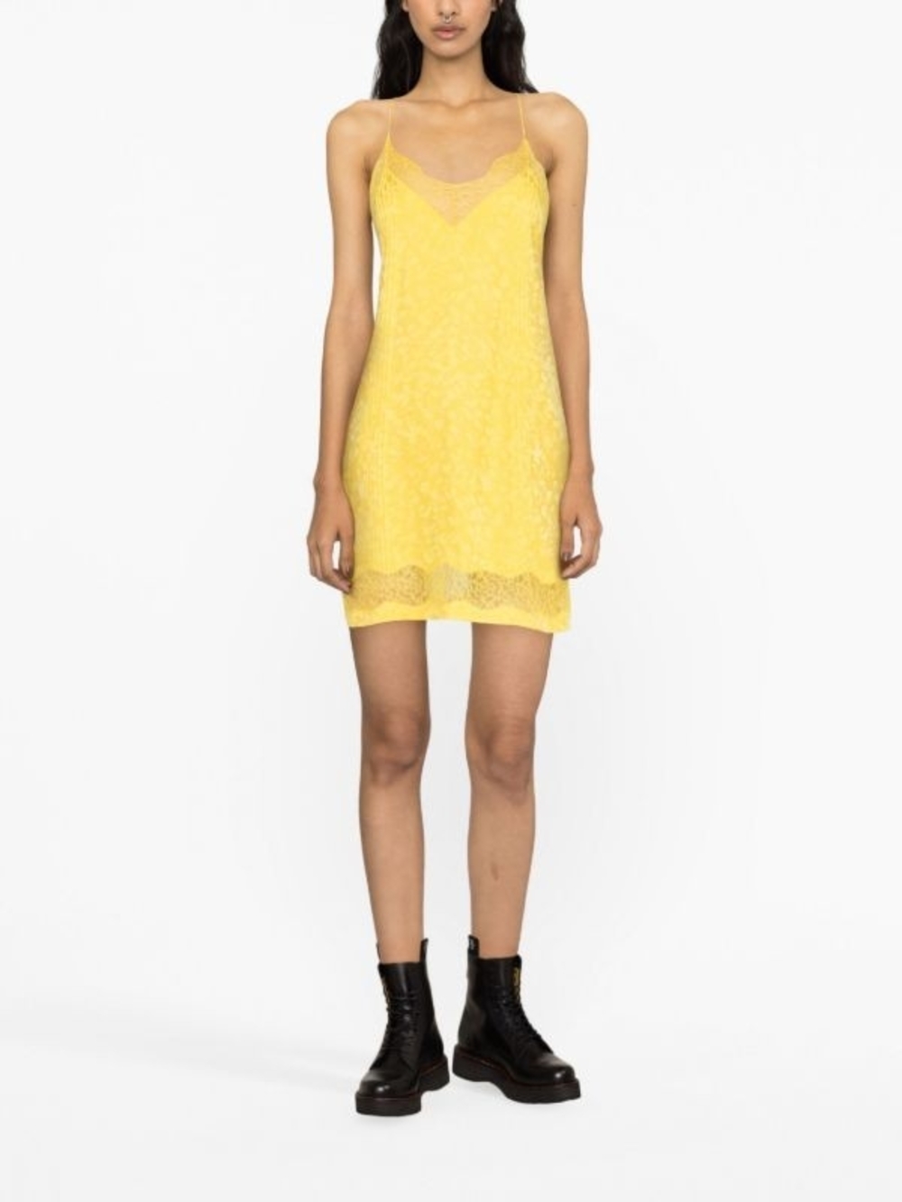 Zadig & Voltaire Yellow Lace Slip Mini Dress